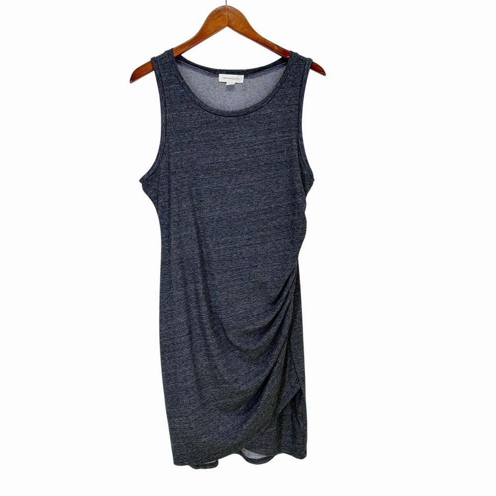Treasure & Bond Womens Ruched Side Wrap Hem Tank Dress XL Gray Heather Knit